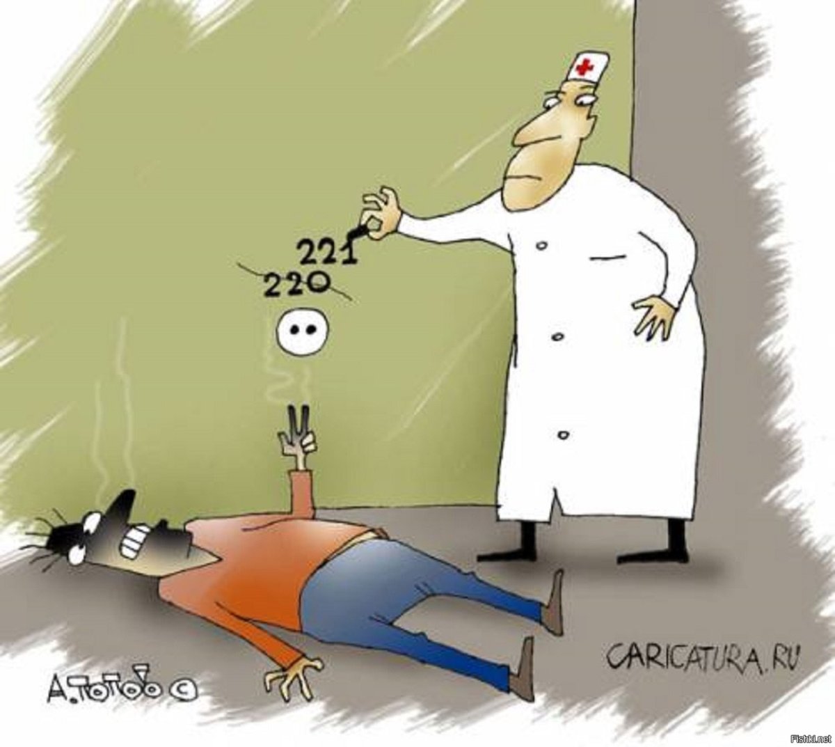 Карикатура на электрика