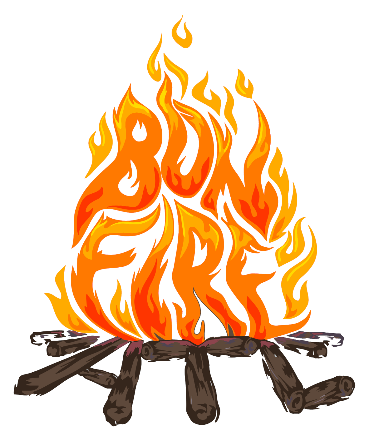 Костер на белом фоне