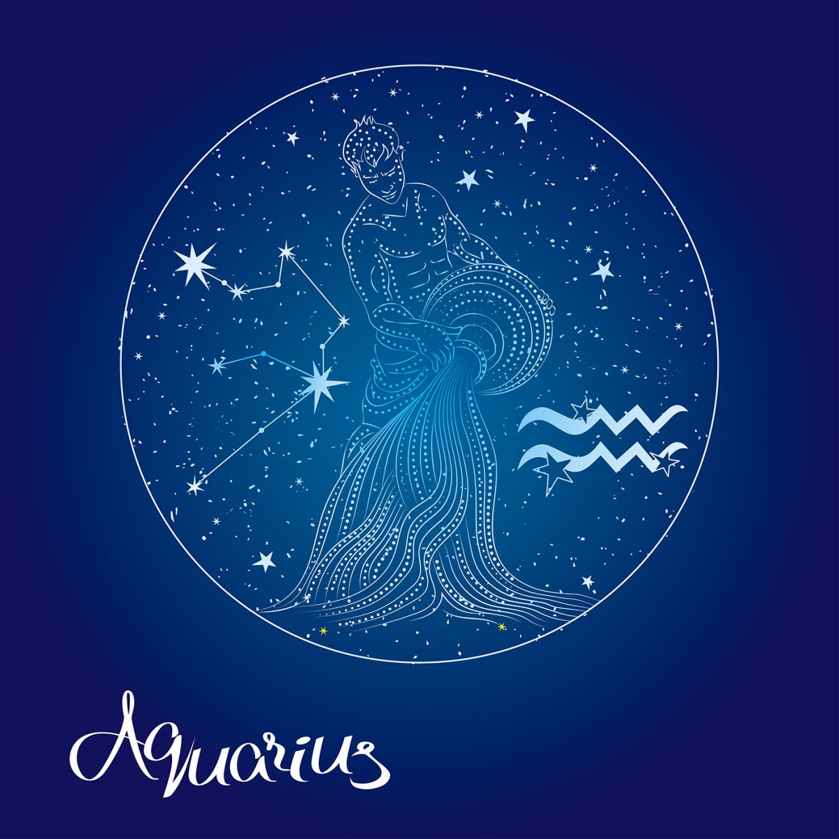 Знак Зодиак Водолей по Звёздному небу
