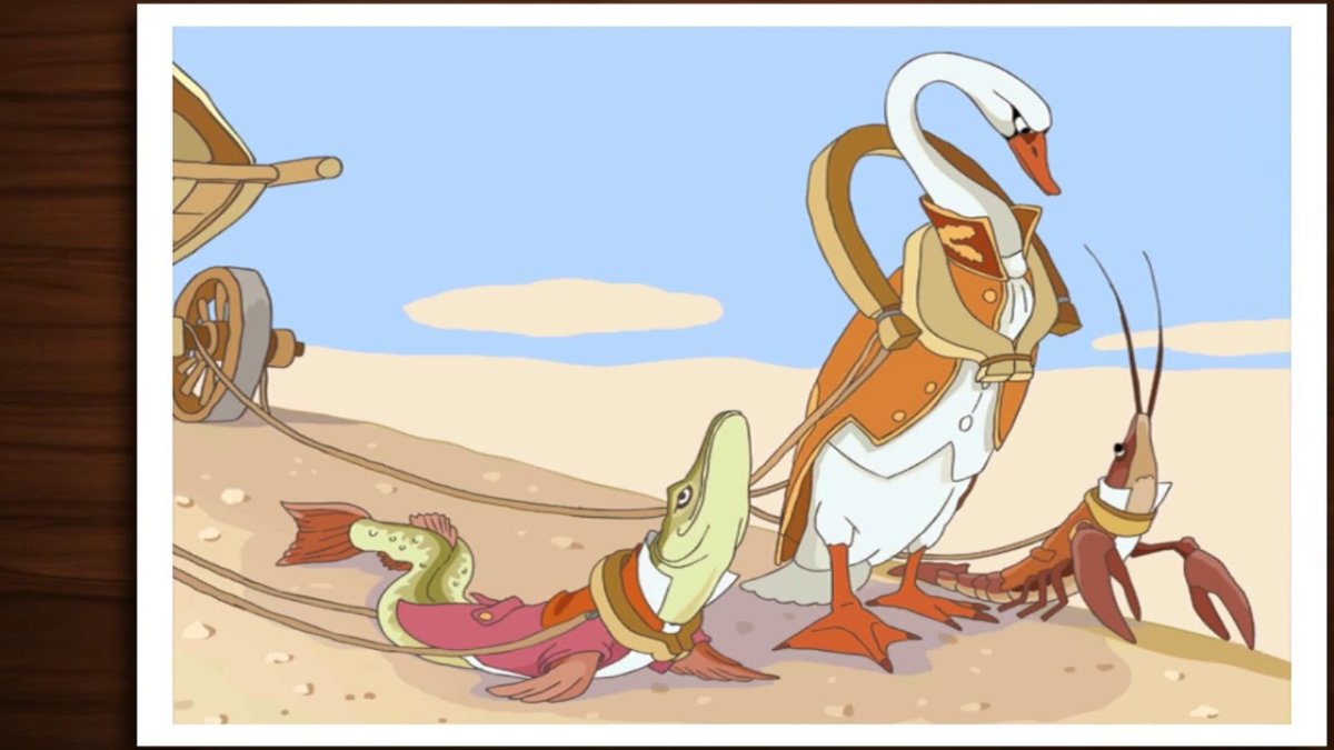 Басня лебедь щука