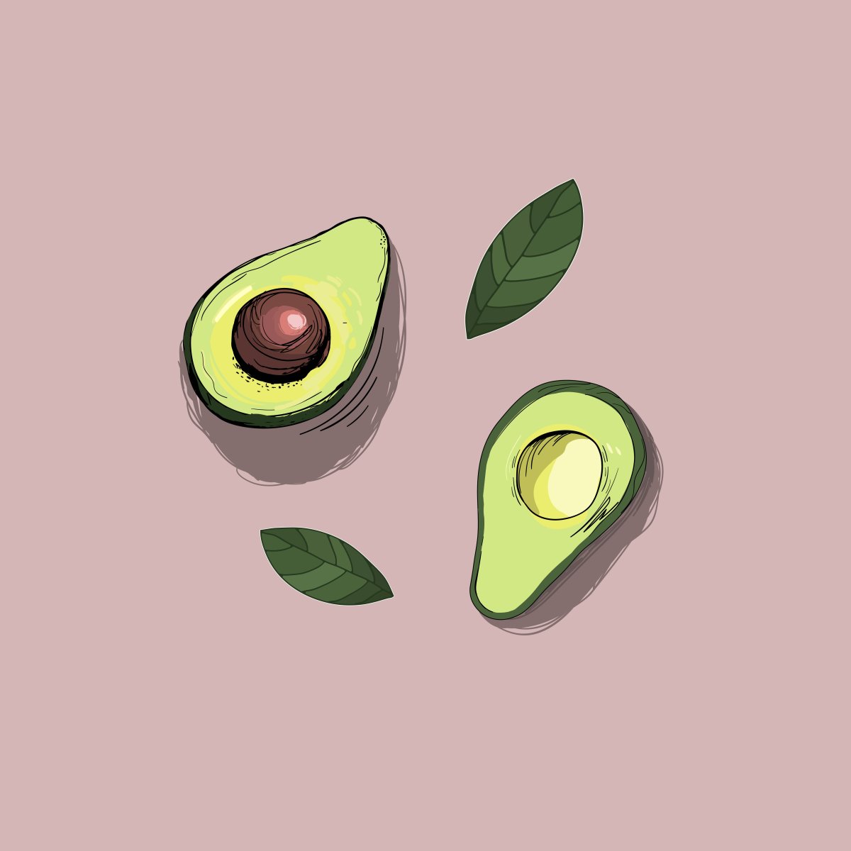 Скетчи легкие маркерами авокадо
