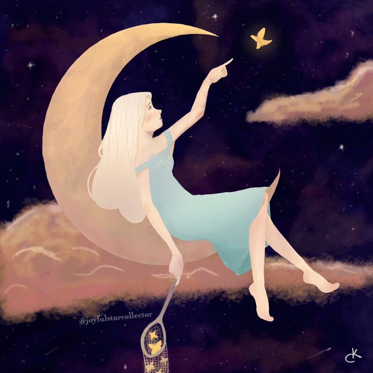 Девушка на Луне вектор