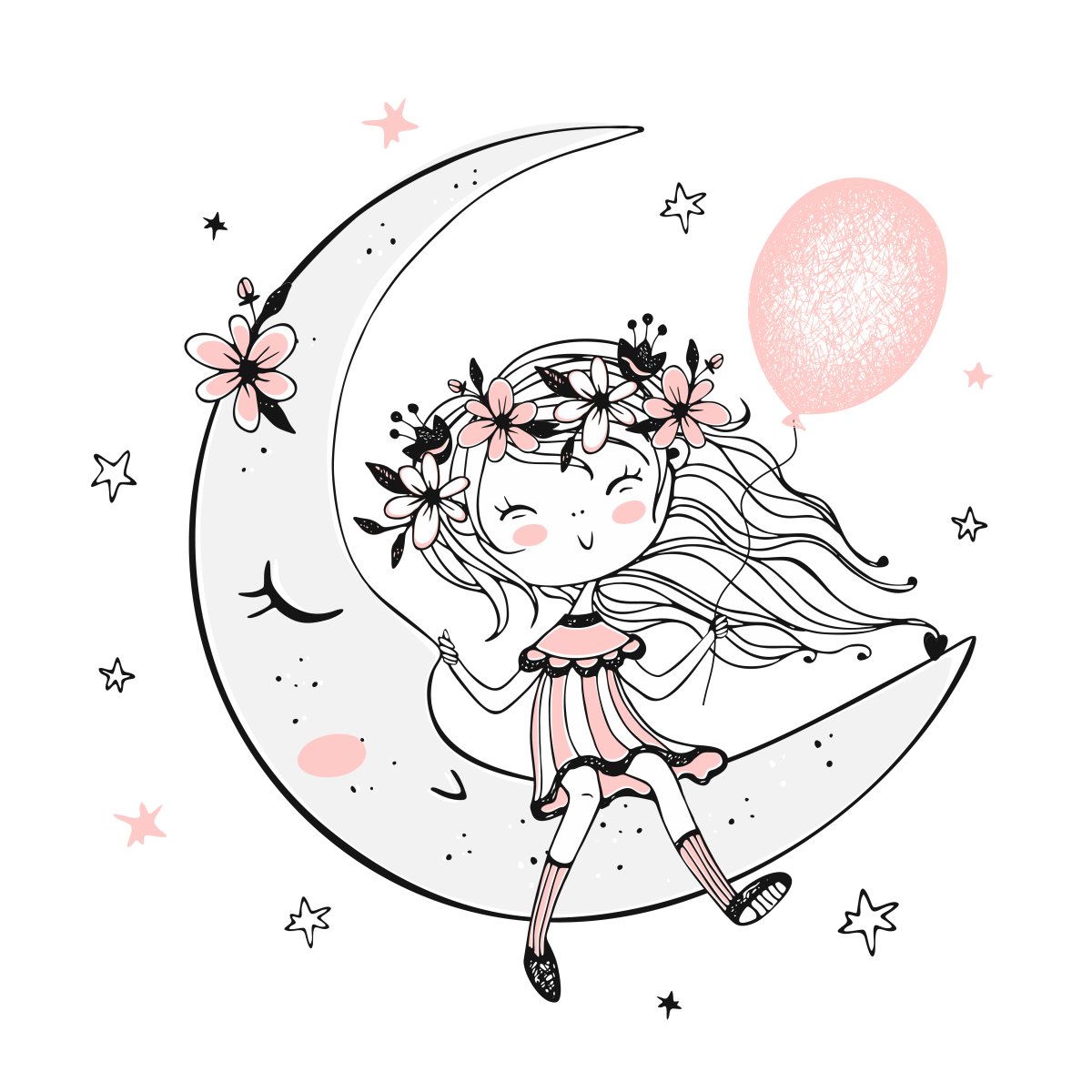 Девочка на Луне рисунок