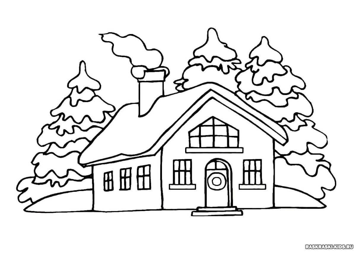 Домик раскраска для детей