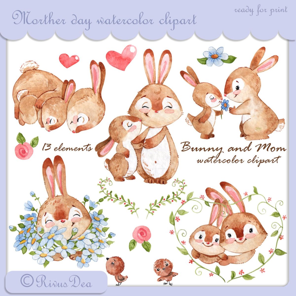 Заяц акварель