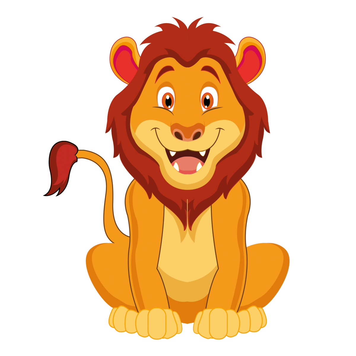 Лев с открытой пастью мультяшный