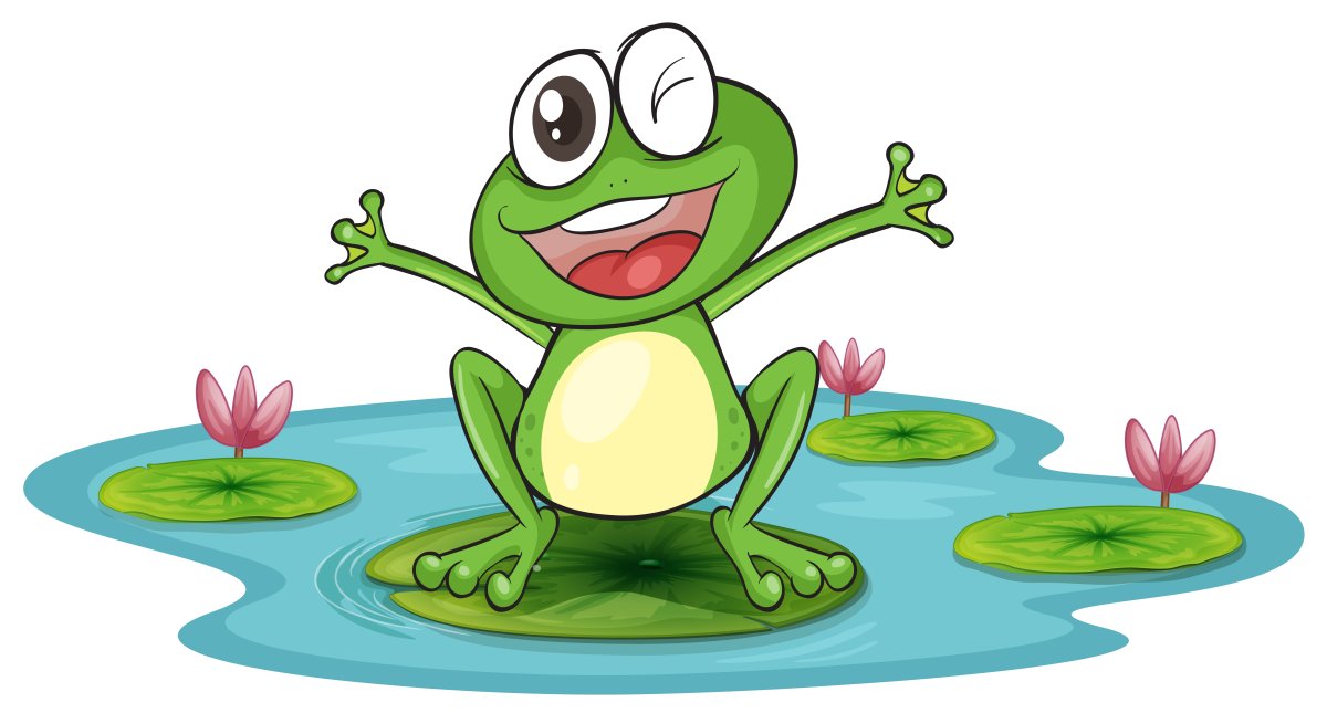 Лягушка на кувшинке мультяшная