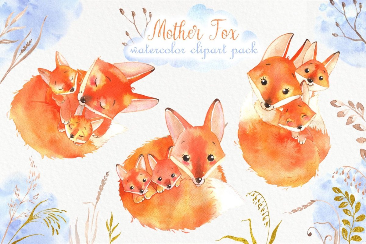 Лиса акварелью