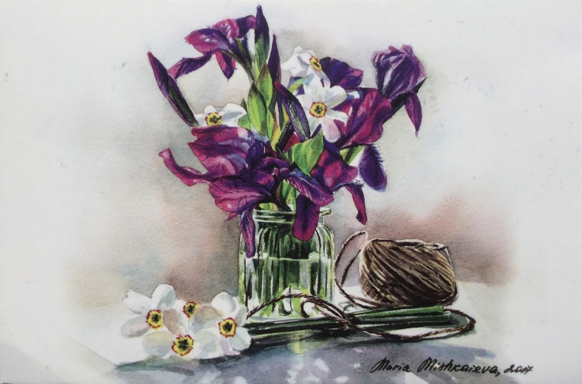 Желтые тюльпаны в вазе