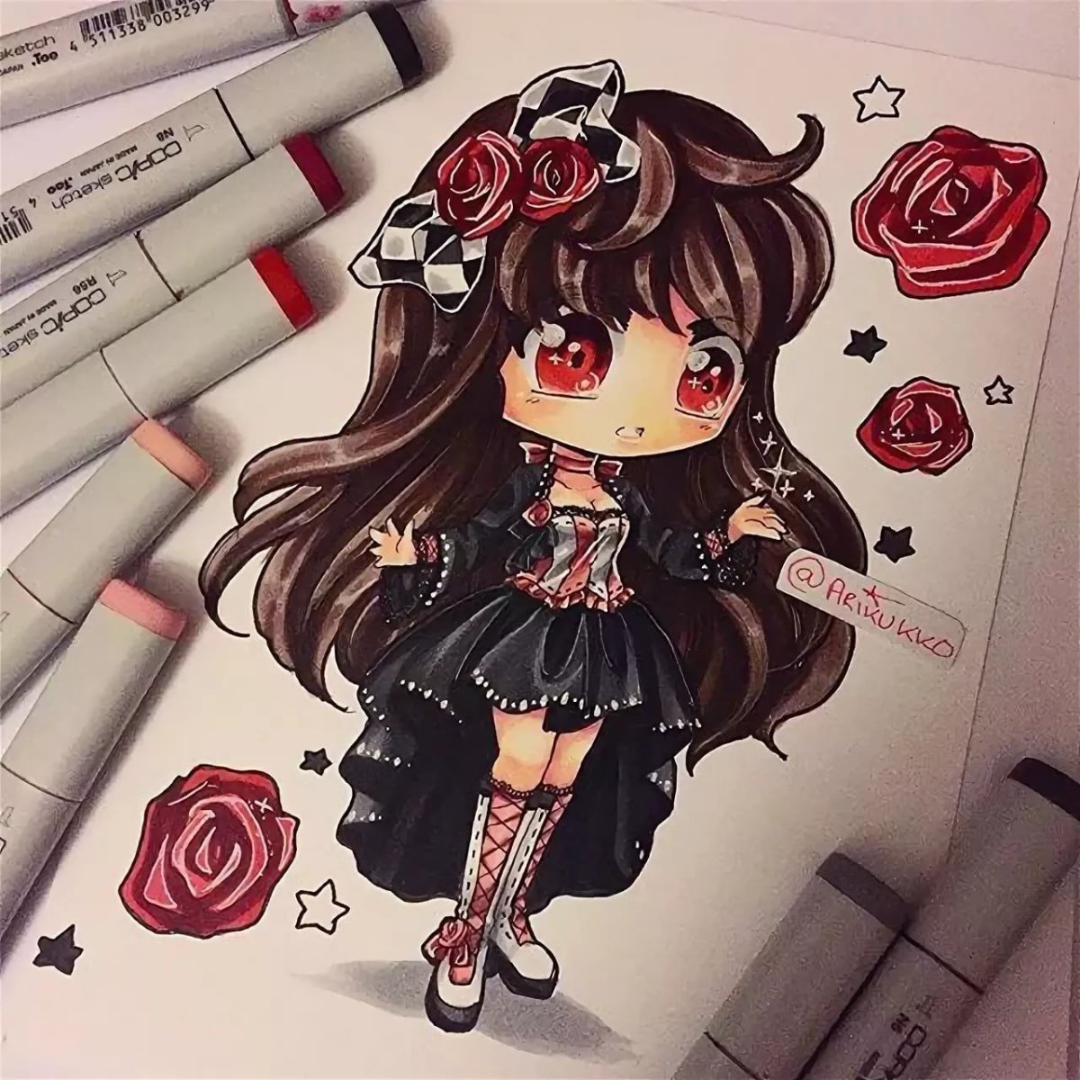 Арты маркерами Чиби