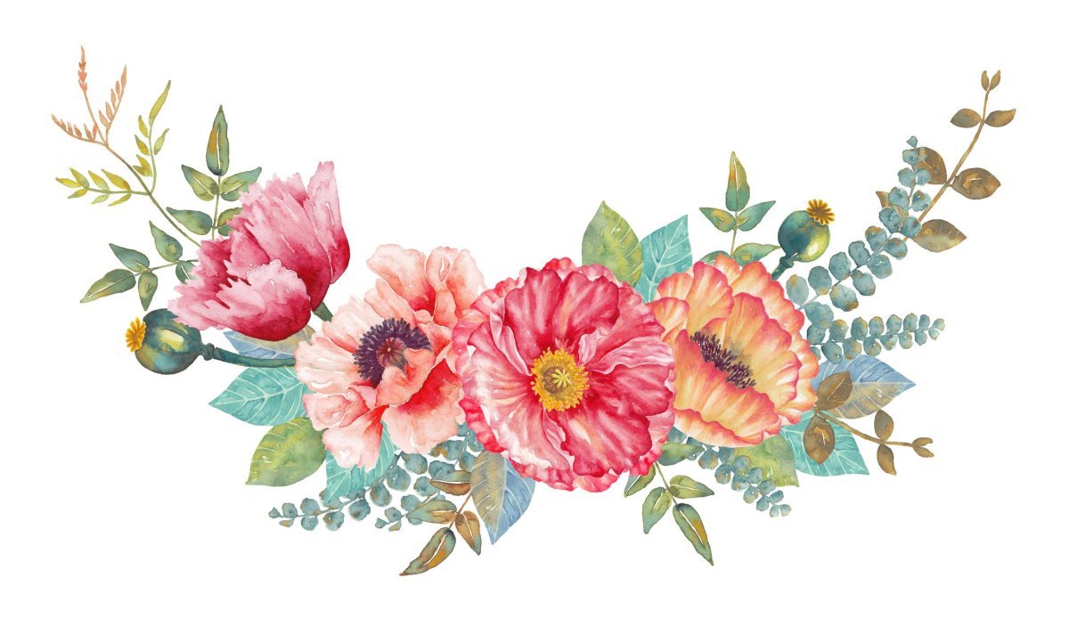 Акварельные цветы угловые