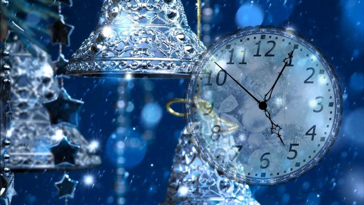 Новогодний фон с часами