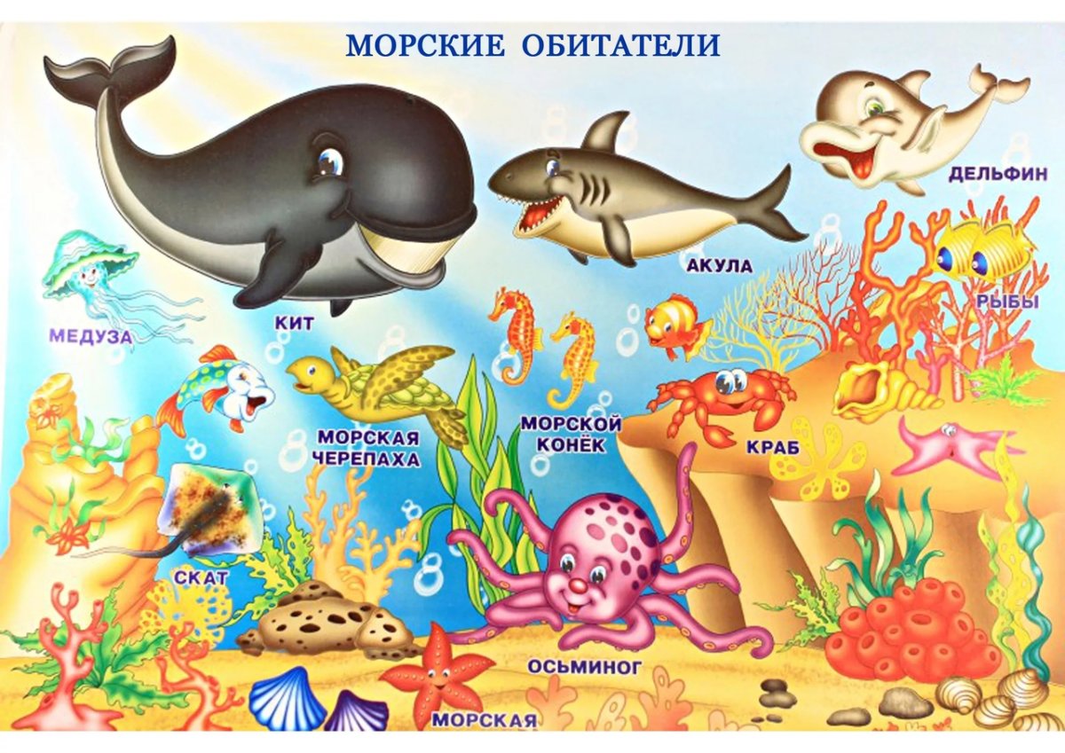 Наклейка морские жители