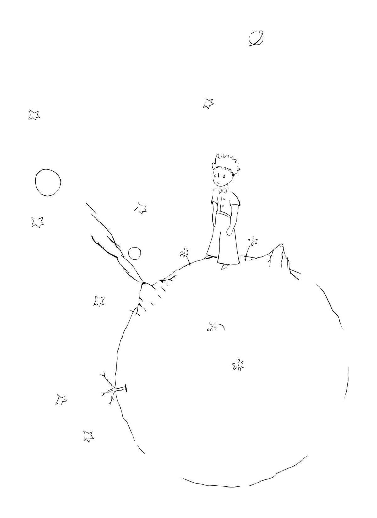 Маленький принц контурный рисунок