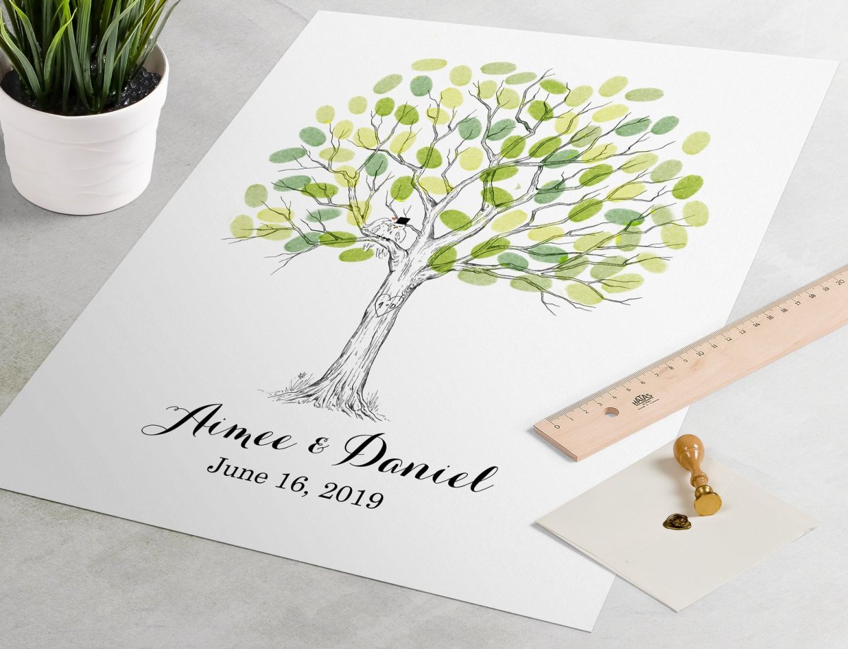 Дерево на свадьбу с отпечатками