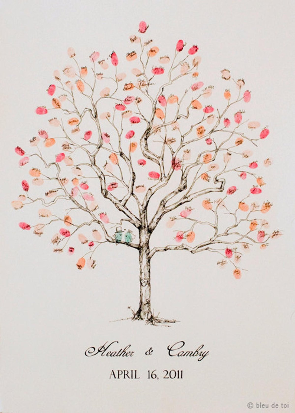 Свадебное дерево с отпечатками