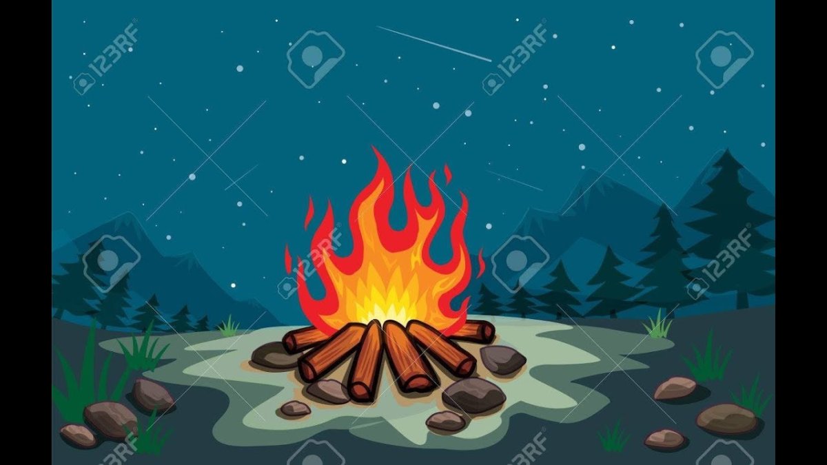 Костер в лесу мультяшный