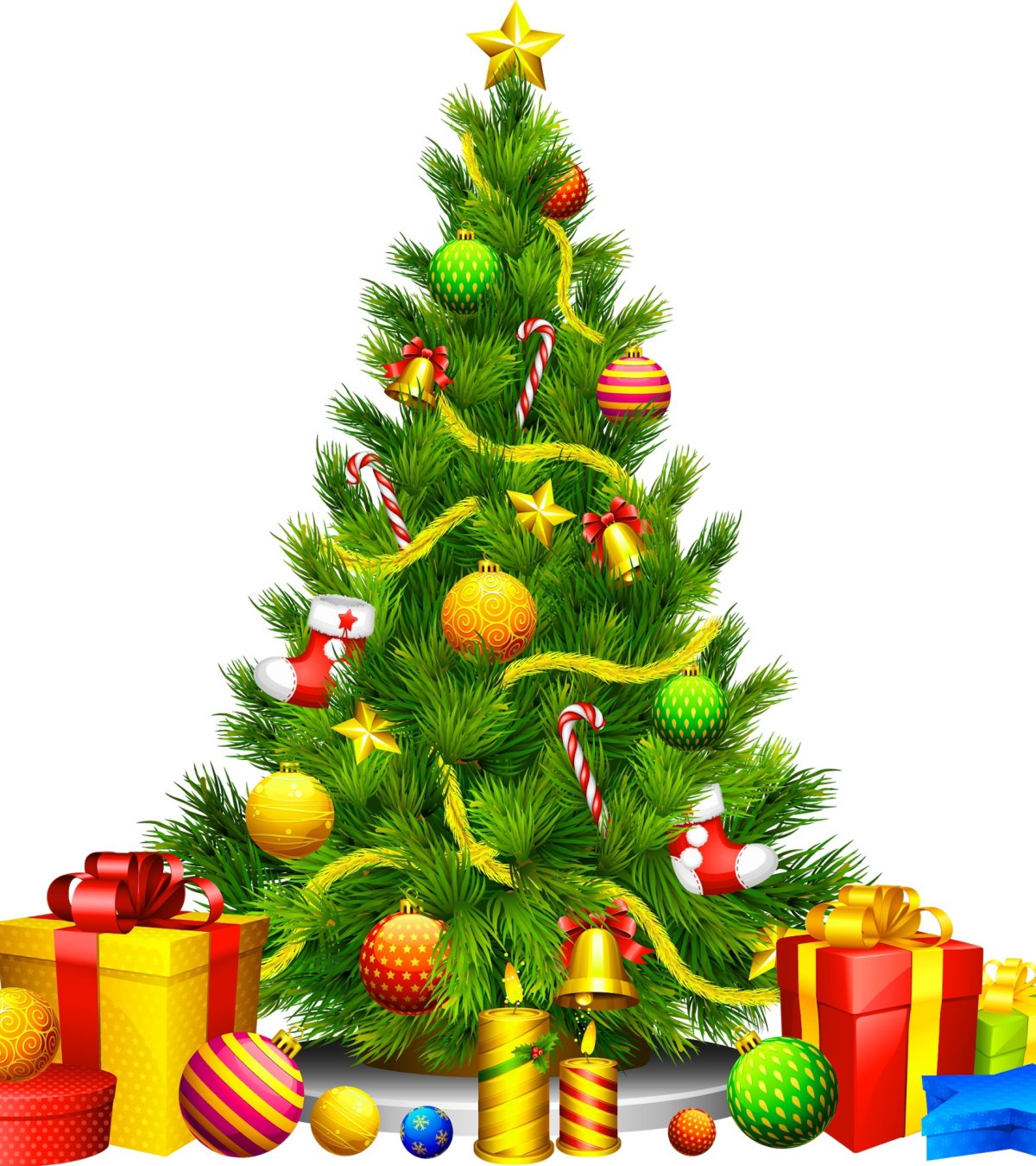 Новогодняя елка на прозрачном фоне