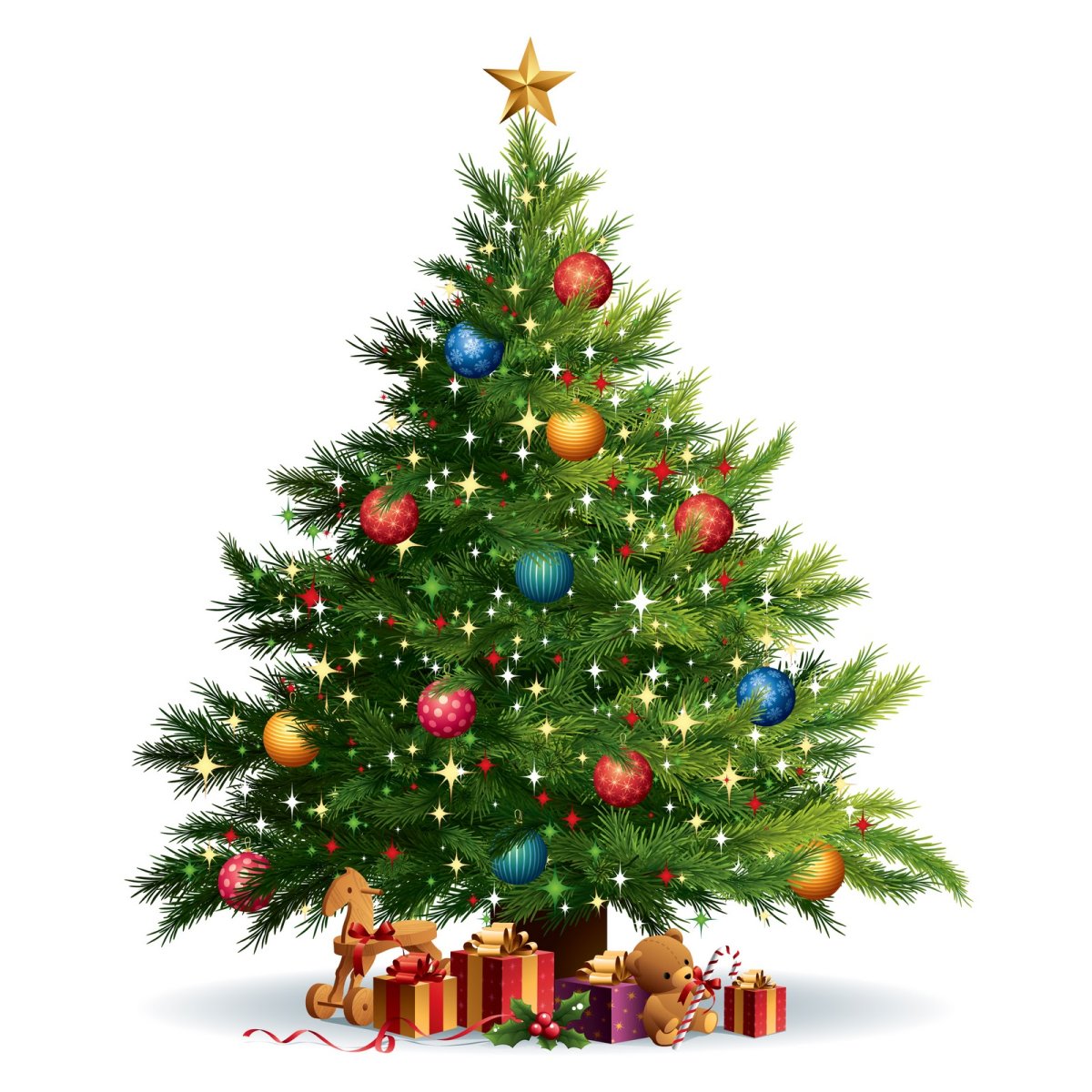 Красивые новогодние ёлки на прозрачном