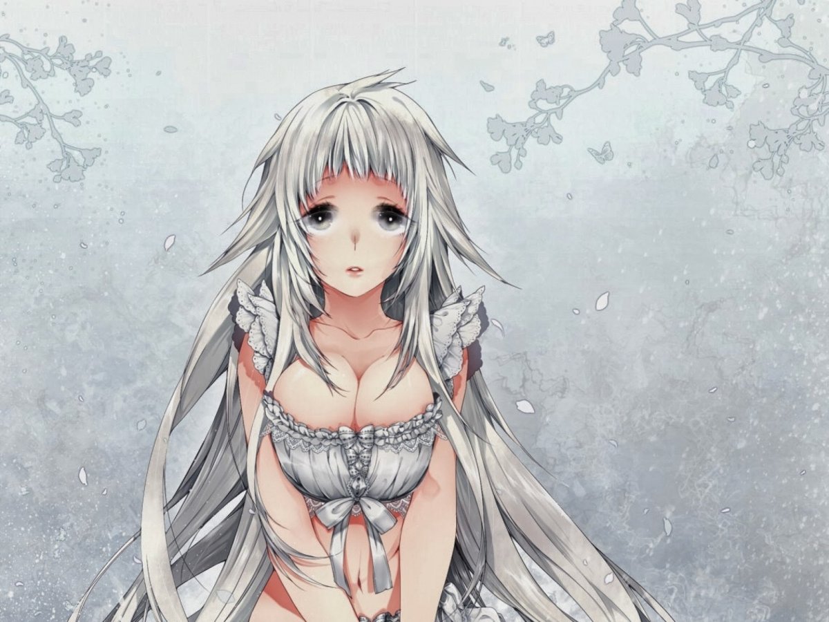 Аниме девушка с серыми волосами