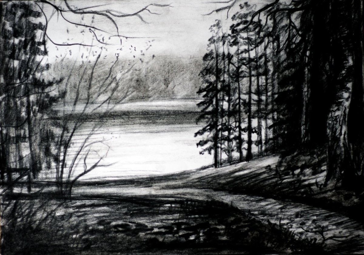 Пейзаж углем