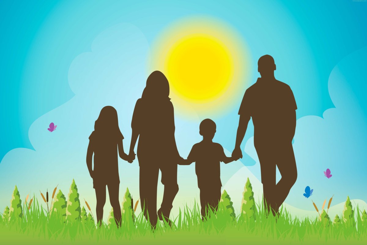 Силуэт счастливой семьи