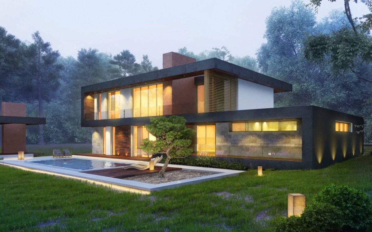 Прямоугольный коттедж