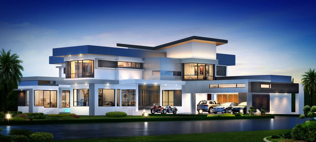 Большой дом в стиле Хай тек