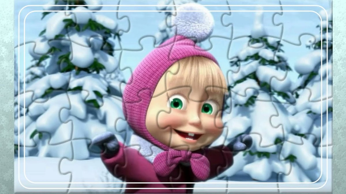 Маши из мультфильма "Маша и медведь" и бабочка