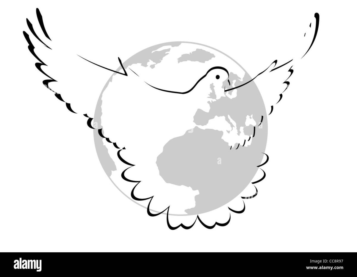 Голубь на фоне планеты