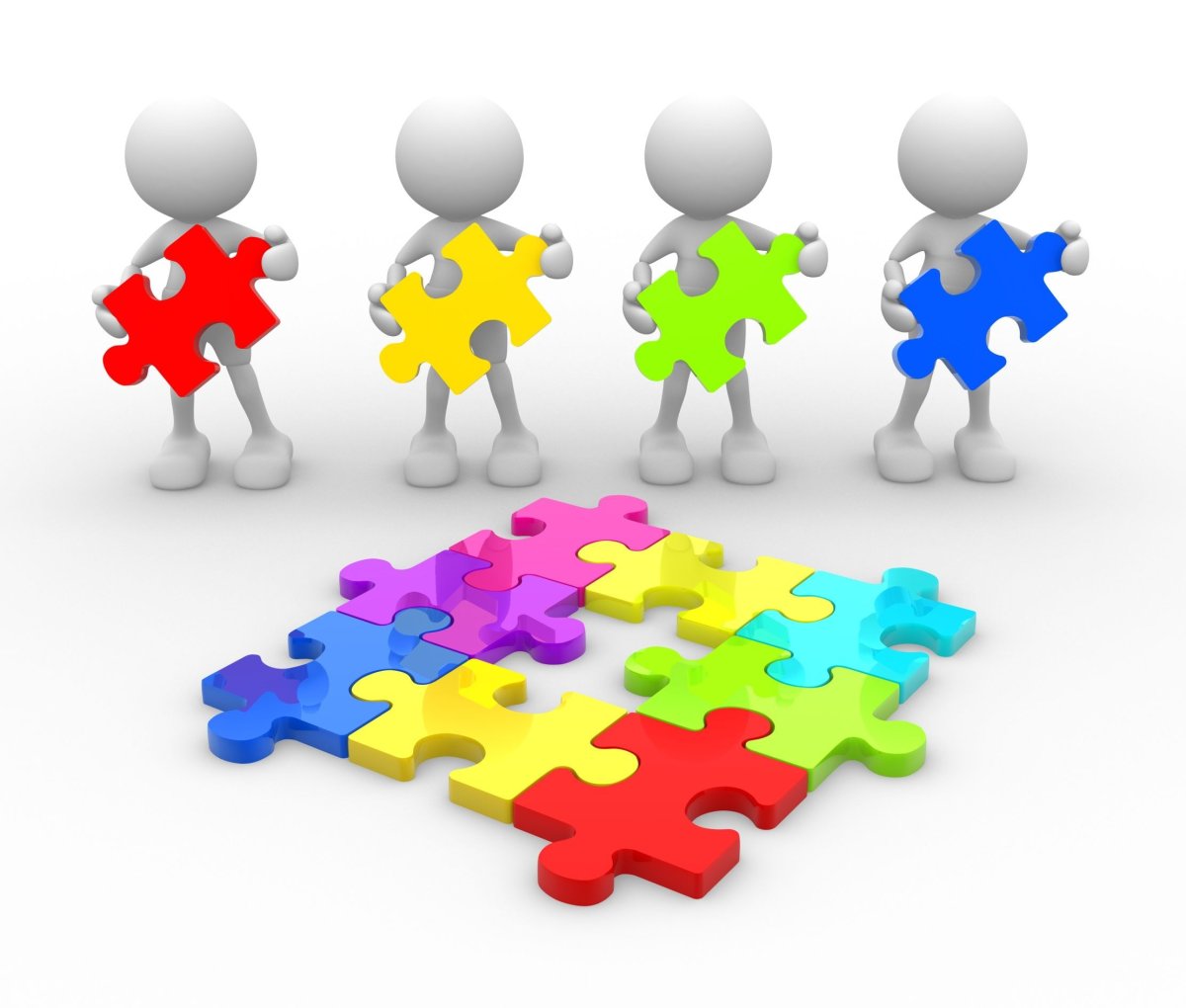 Человечки с пазлами для презентации
