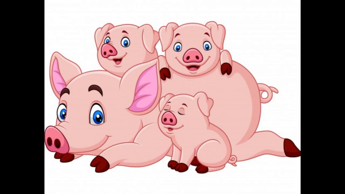 Свинья с поросятами мультяшная