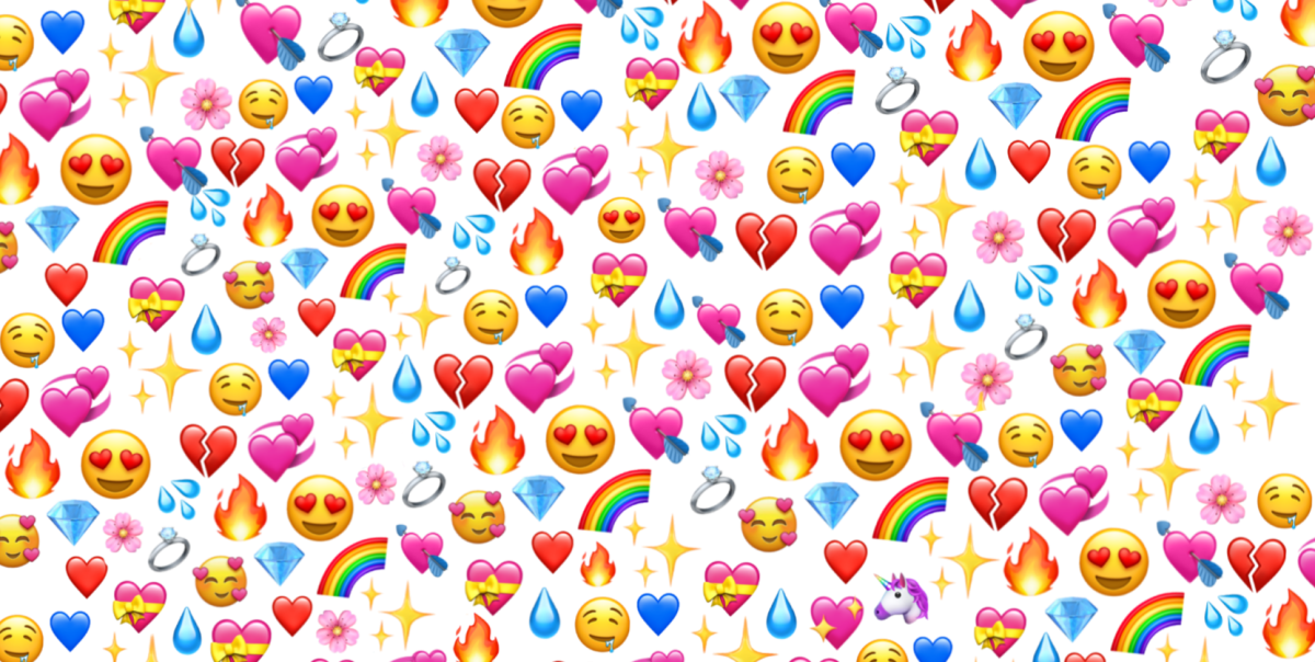 Много смайликов сердечек
