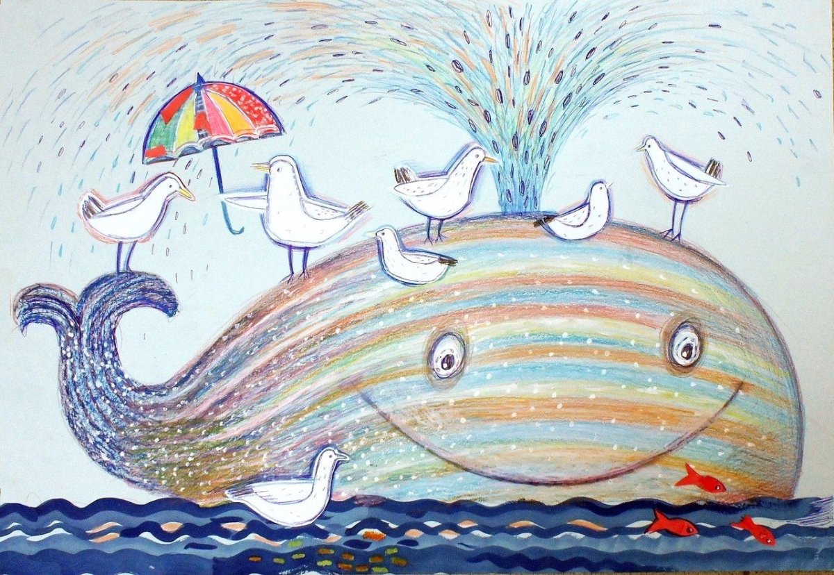 Сказочный кит рисунок для детей