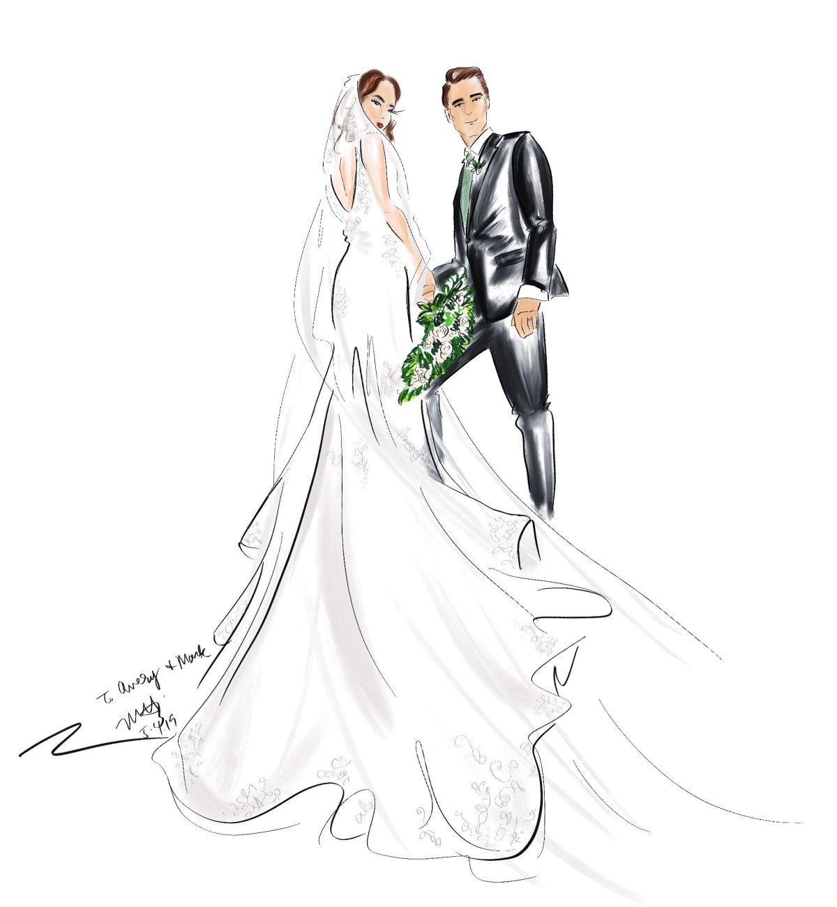 Портрет а 3 в полный рост свадебный рисунок