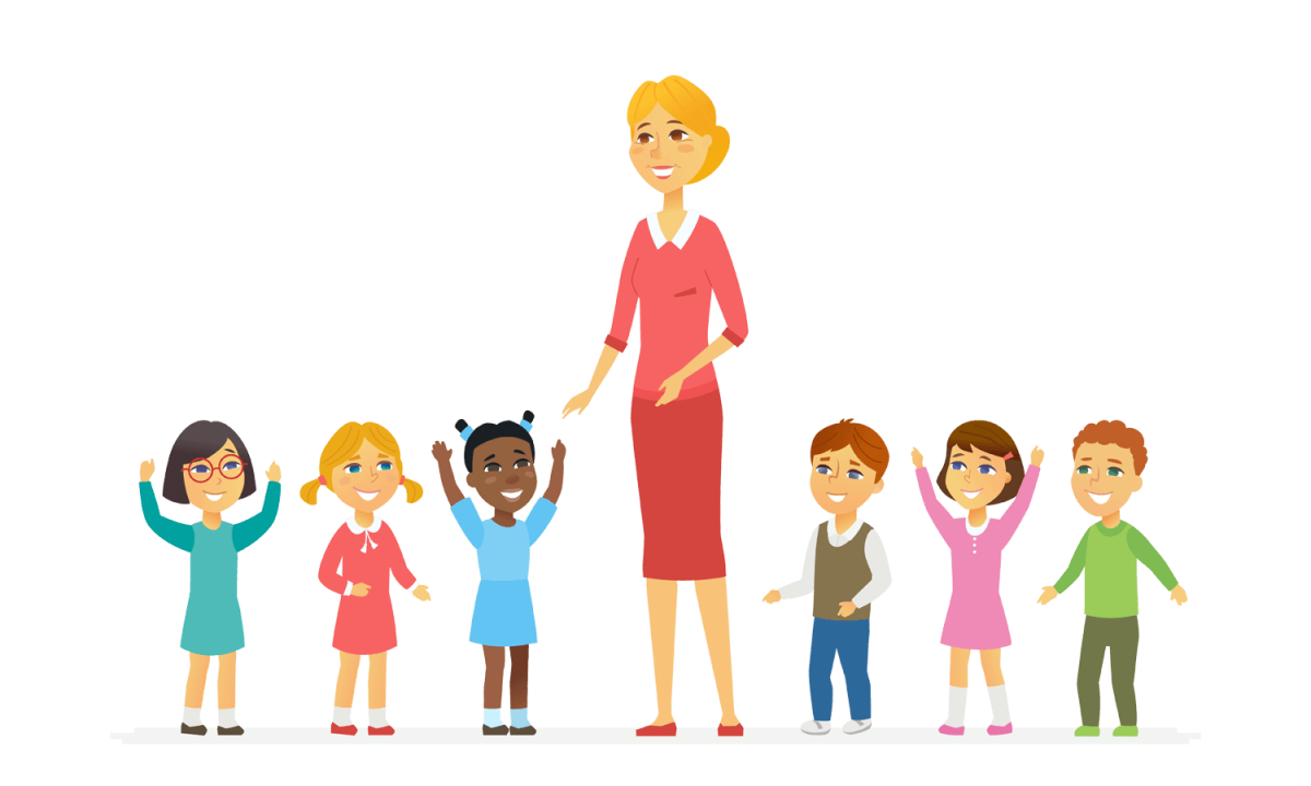 Педагог с детьми вектор