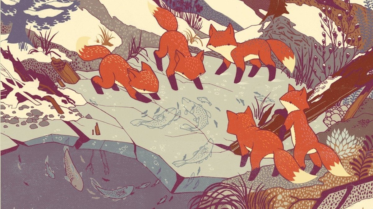 Лиса и волк нарисовать