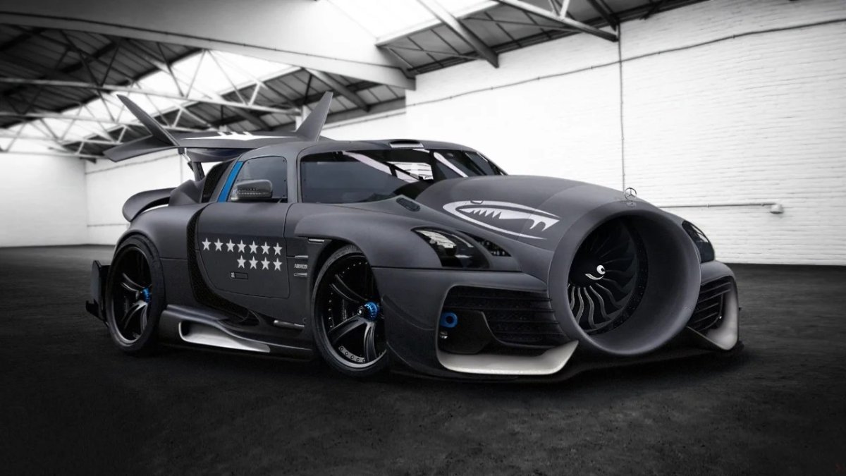 Mercedes SLS AMG С турбиной от самолета
