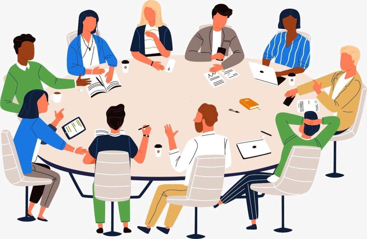 Люди совещаются за столом