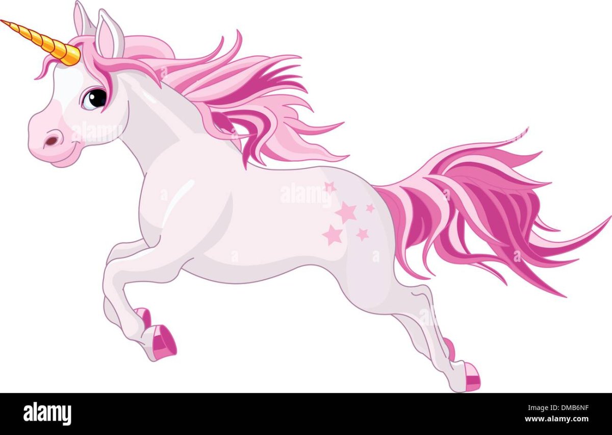 Розовый Единорог на белом фоне