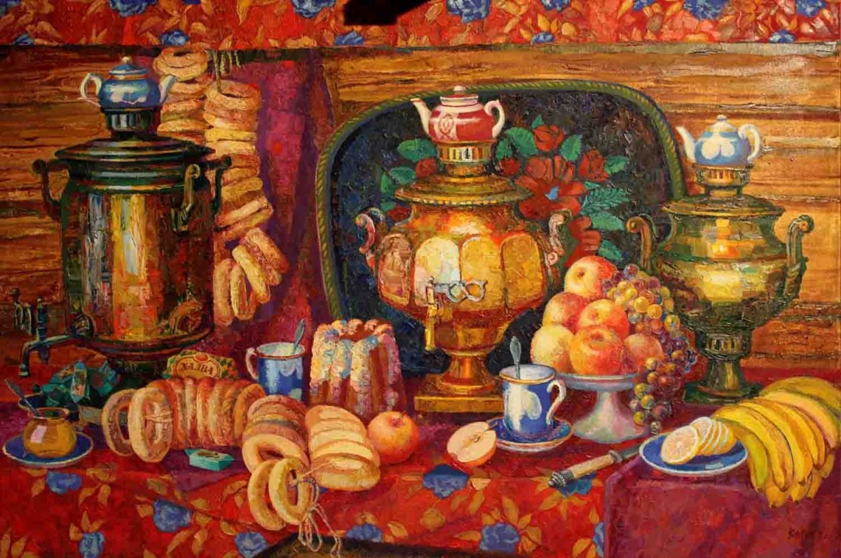 Чаепитие. (1913). Богданов-Бельский н.п.