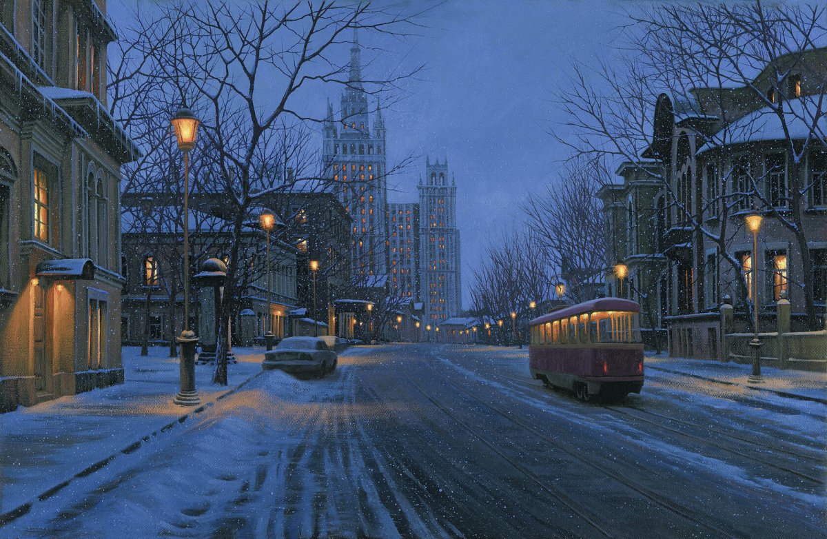 Стена снег город