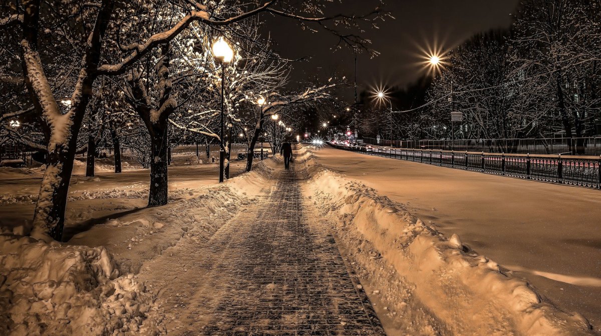 Ночной зимний город