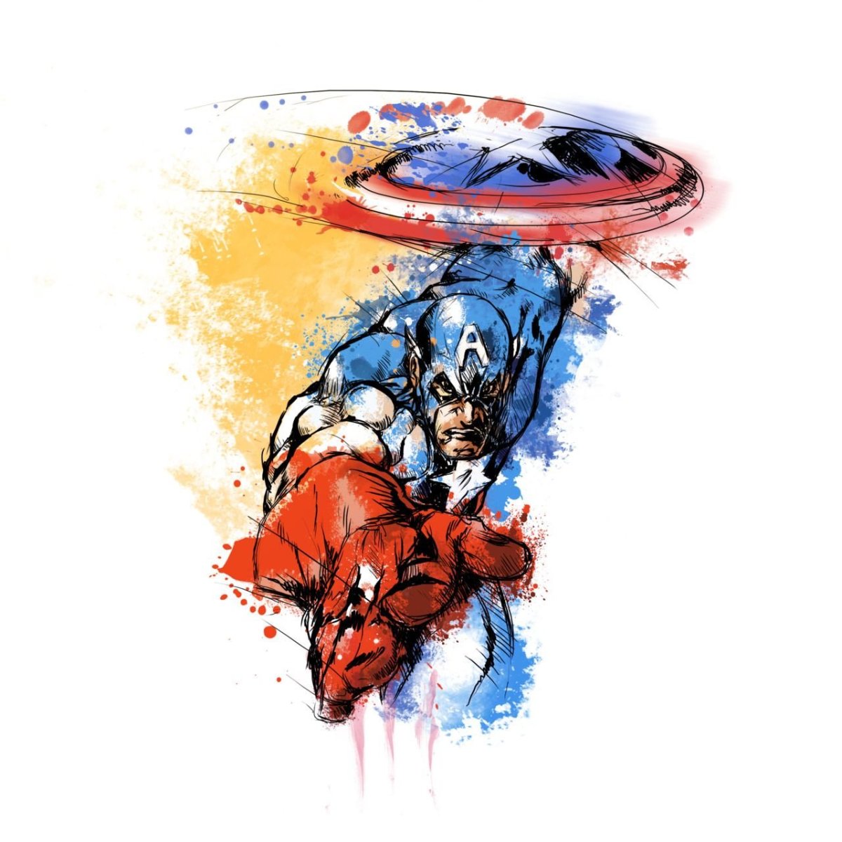 Герои Марвел акварелью