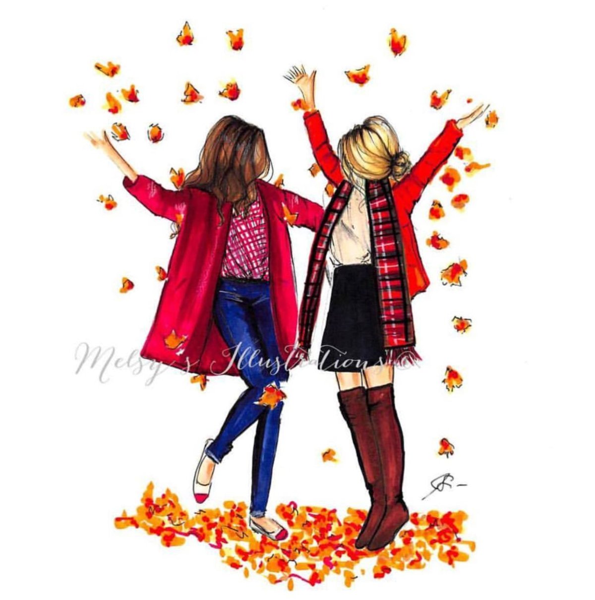 Прогулка с подругой рисунок