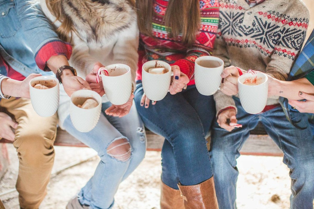 Друзья веселятся зимой