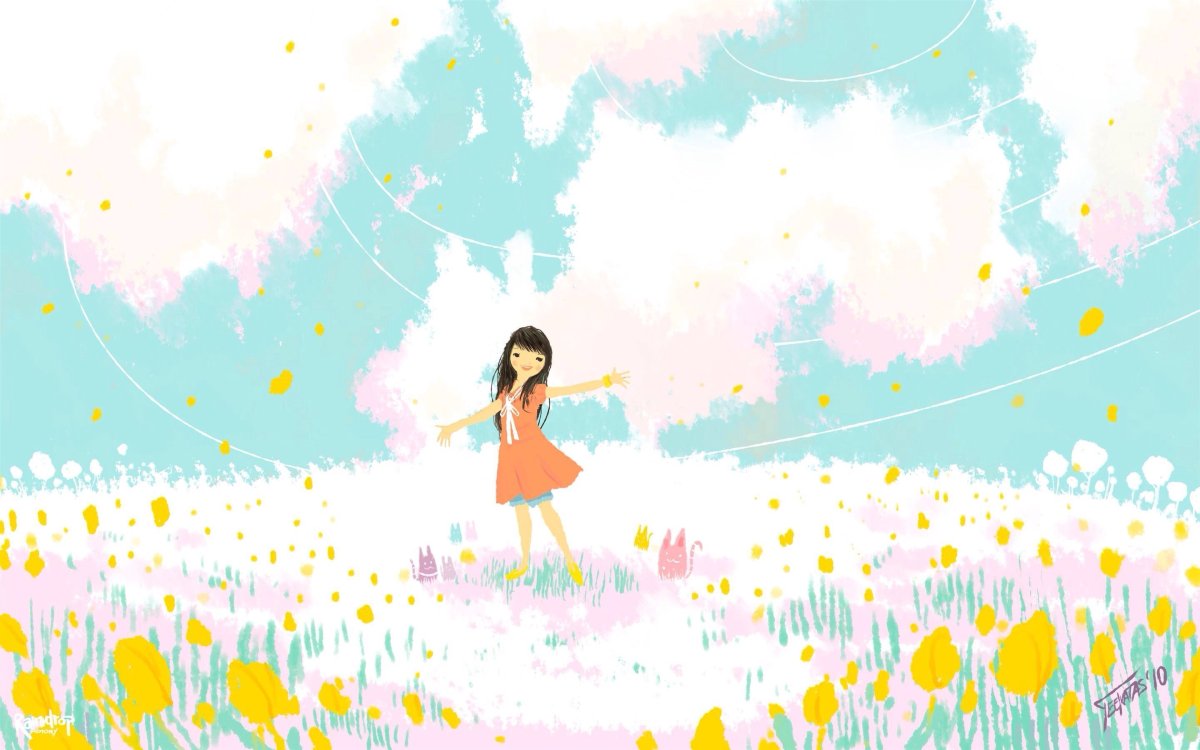 Счастливая девушка рисунок