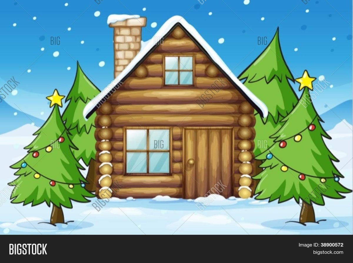 Деревянный домик на белом фоне