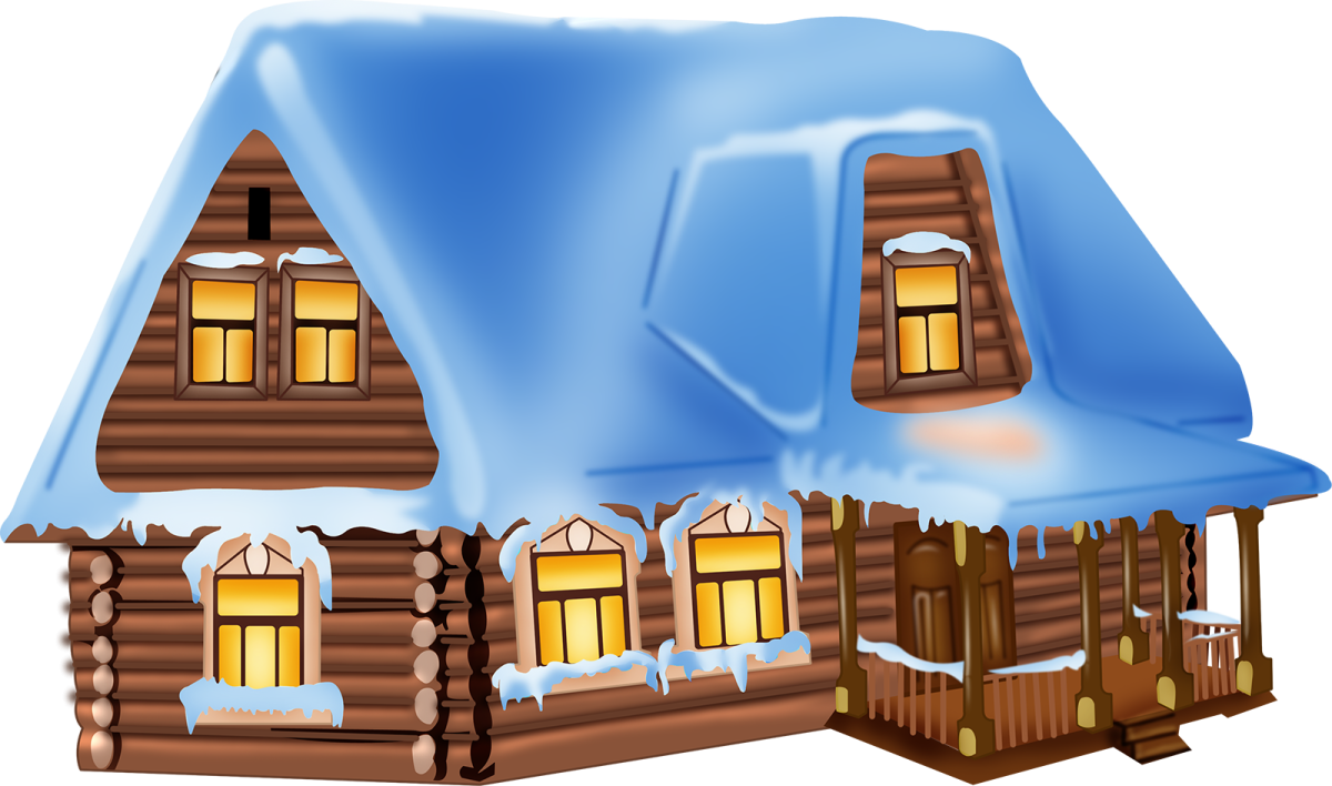 Деревянный дом на белом фоне