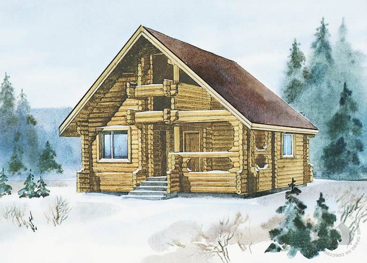 Баня из оцилиндрованного бревна 8 на 5